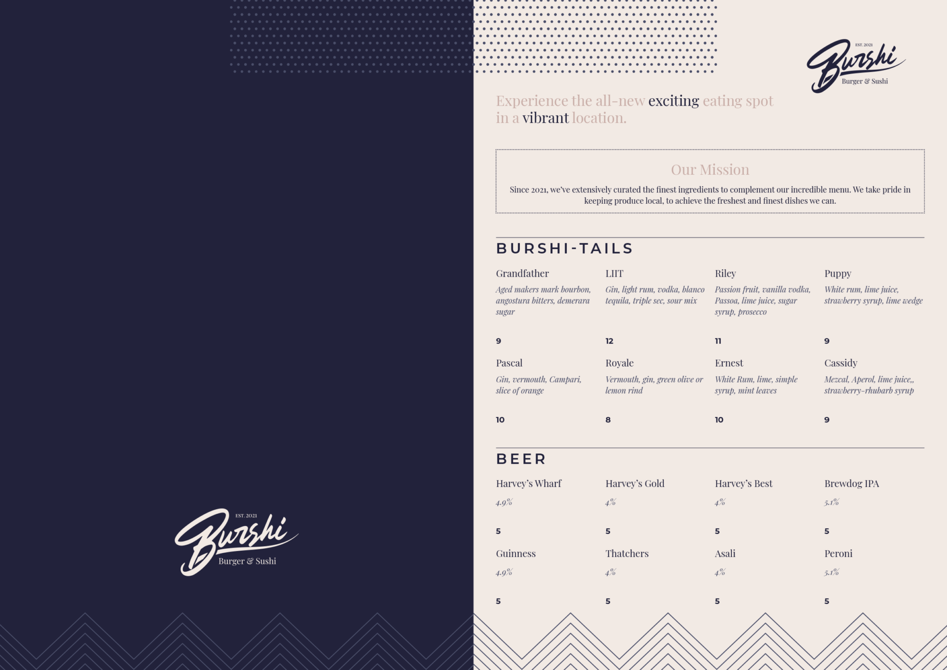 Burshi Menu - Design Agency Brighton