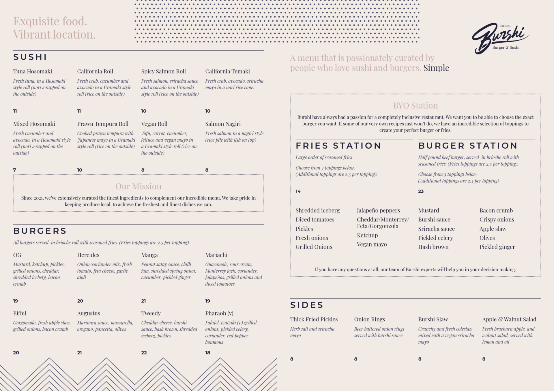 Burshi Menu - Design Agency Brighton